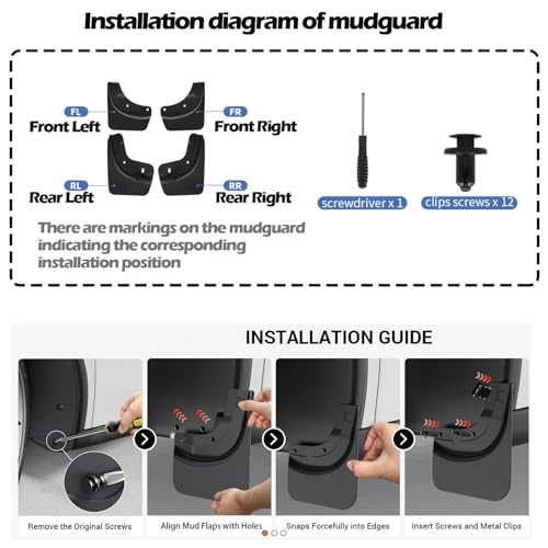 Image of Mud Flaps Compatible with Tesla New Model Y 2025 2026 Refresh Juniper (New Model Y Juniper 2025 2026)