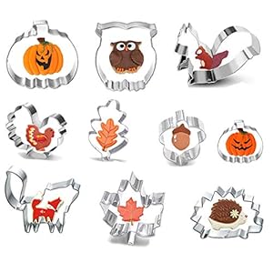 HIQE-FL Herbst Ausstecher,Ausstecher Kürbis mit Gesicht,Blatt Ausstecher,Edelstahl Ausstechformen Set für Kinder…