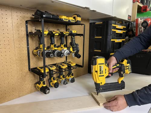 Power Tool Organizer, 8 Drill Holder Wall Mount Storage Rack, Super Large Storage Rack For Power Tool Drill, Heavy Duty 3 Layer Tools Shelf & Tool Rack For Garage Organizer #TOP5