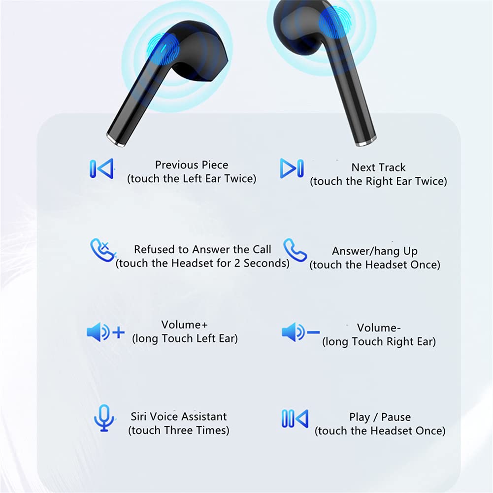 True Auricolari Wireless Bluetooth Cuffie Bluetooth Control Touch, Auricolari Bluetooth Impermeabili IPX4, con Riduzione del Rumore, per Gym Workout in Esecuzione,Nero