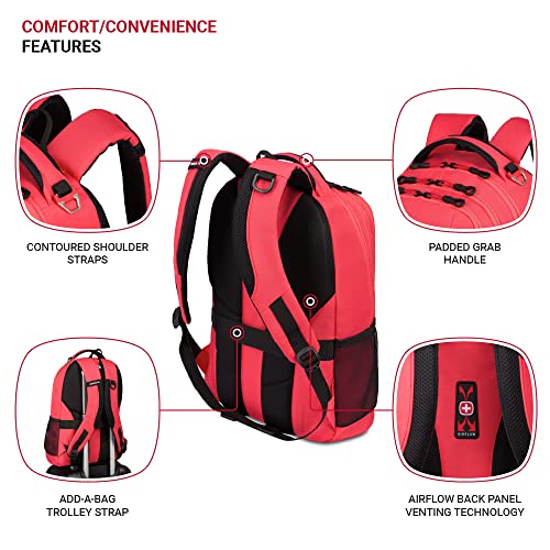 Image of SWISSGEAR Cecil 18-Inch Laptop Backpack Fits 16-Inch Laptop, Travel Daypack with Organizer Pockets, Water Bottle Holders & Padded Straps - Teaberry