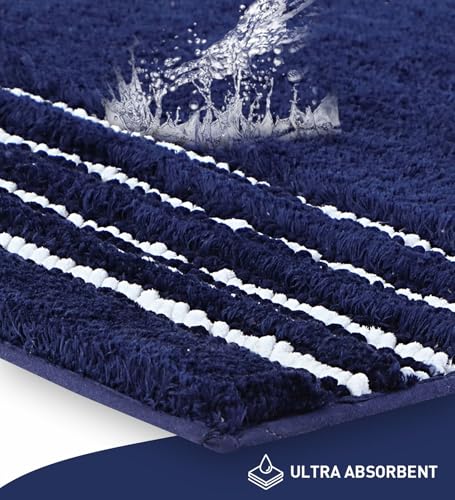 Image of Obsessions Ultra Soft Solid Bath Mat - Premium 1950 GSM Density, Anti-Skid Safety Backing & Superior Absorbency for Quick-Dry Comfort (40x60 cm, Midnight Blue)