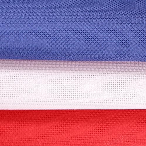 Image of KCS 3 pc of 15 inch x 18 inch(38cmx45cm) Counted Cross Stitch Cotton Aida Cloth Needlework Rolled Fabric Box,16CT,Royal Blue+Pink+Red