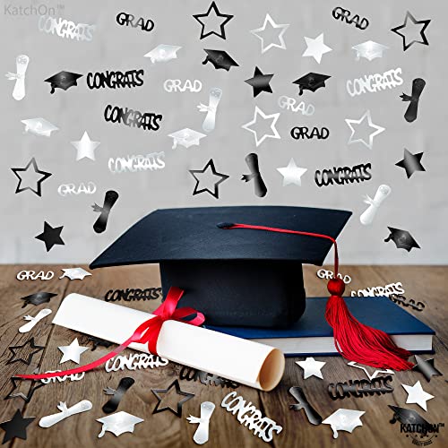 Image of KatchOn, Black and Silver Graduation Confetti - Pack of 1300 | Grad Confetti for Graduation Decorations 2026, Black and Silver 2026 Graduation Decorations, Grad Table Decorations 2026