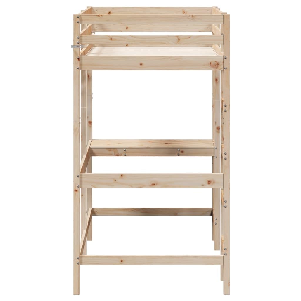 Letto a soppalco con scrivania in legno di pino, legno massello di pino con scrivania 100 x 200 cm, per ragazzi e adulti