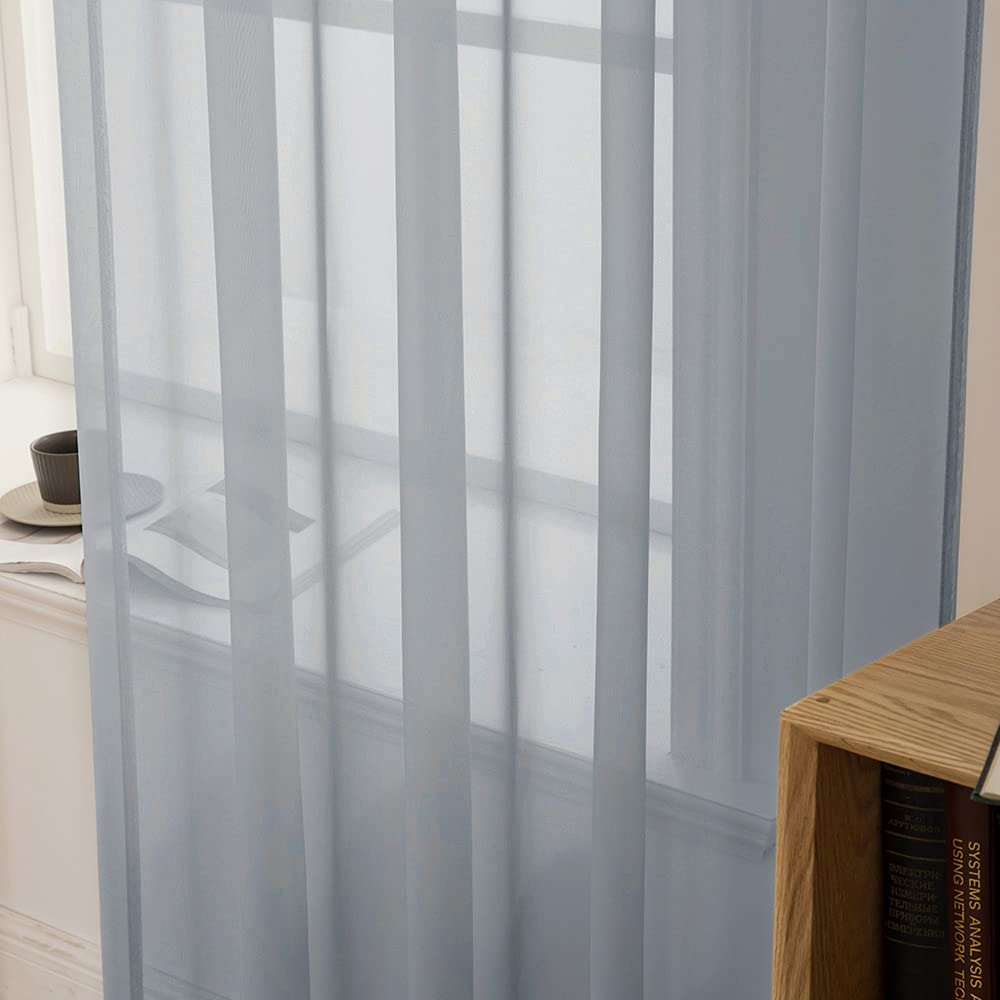 MIULEE Vorhänge Gardinen, Stangendurchzug Dunkelgrau, 2er Set 260x140cm – Ansicht 7