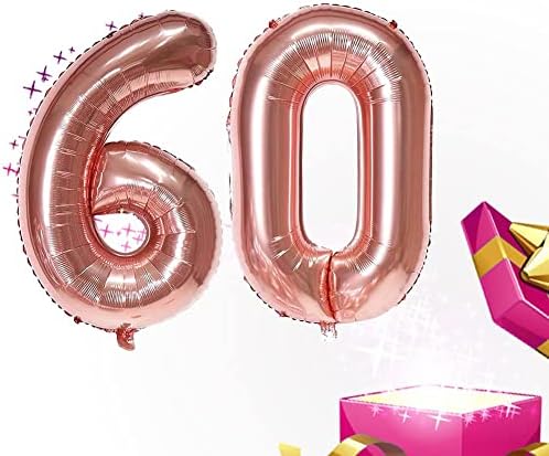 Dbmoon Blue Number 60 Balloons, 40'' Big Helium Foil Number Balloons Self Inflating, 2 Pcs Digital Balloons for Girls Boys Women Men 6th 60th Birthday Party Decorations(Blue 60)