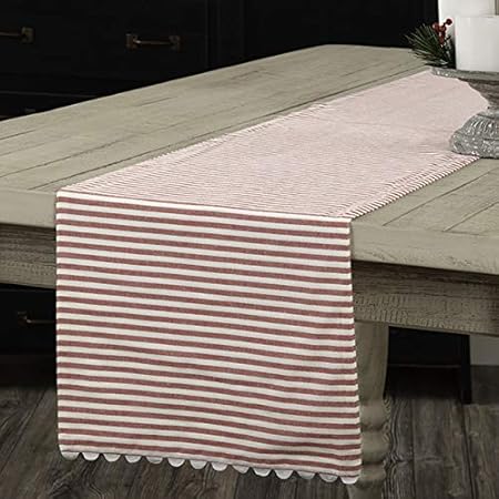Piper Classics Farmhouse Ticking Stripe Table Runner, Red, 13x36