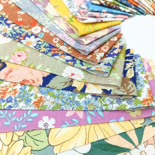 Image of 7Pcs 20 inch x 20 inch Cotton Fabric DIY Making Supplies Quilting Patchwork Fabric Fat Quarter Bundles DIY for Quilting Cotton Patchwork Cushions (Brown, 2.4 inch x19 inch)