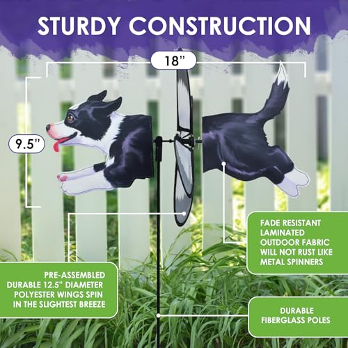 Éolienne Border Collie facile à assembler pour déco extérieure