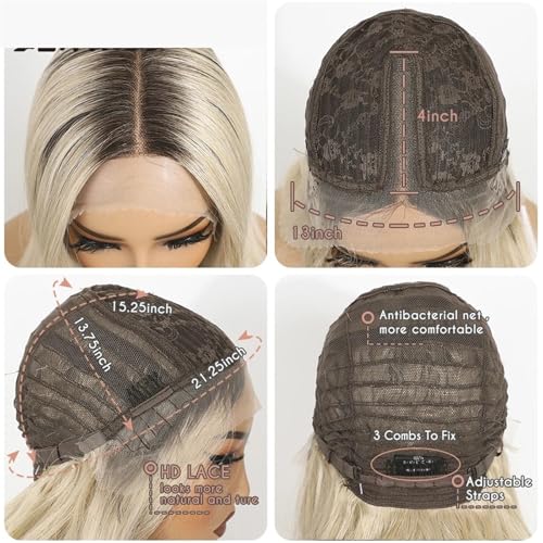 Perruque blonde platine ombrée ondulée : la solution volume et frange - 2