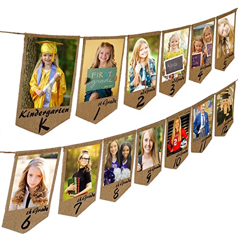 Image of Graduation Decorations Class of 2025 2026 5x7 Graduation Photo Banner Burlap Rustic Grad Party Decorations 2025 K-12 Picture Display High School TD136