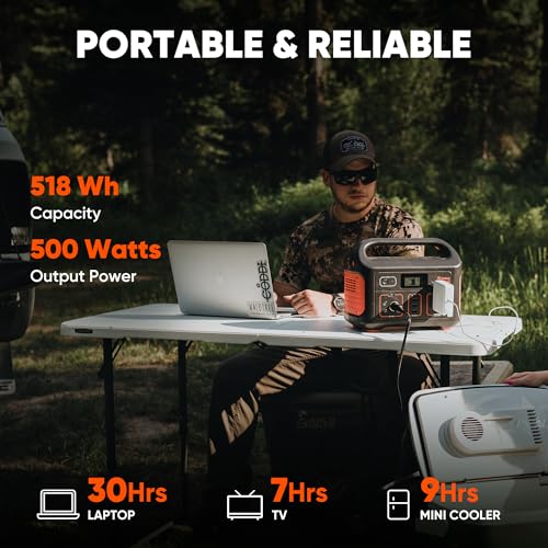 Jackery Portable Power Station Explorer 500 and 16.4 Ft Extension Cable, 518Wh Solar Generator Lithium Battery Pack with AC Outlet for Home Use, Emergency Backup,Road Trip (Solar Panel Optional)