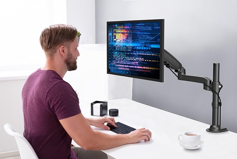 Techly 102772 Supporto da Scrivania per Monitor 17-32" con Molla a Gas Estensione 420 mm Nero