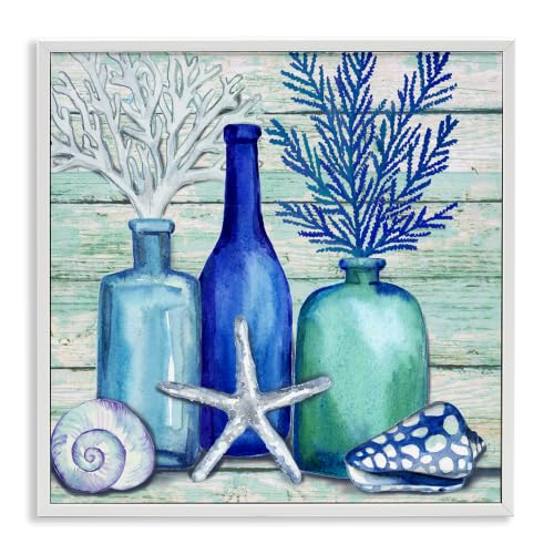 Nautical Vases Shells Coastal, 17 x 17 Inch Framed Giclée Print