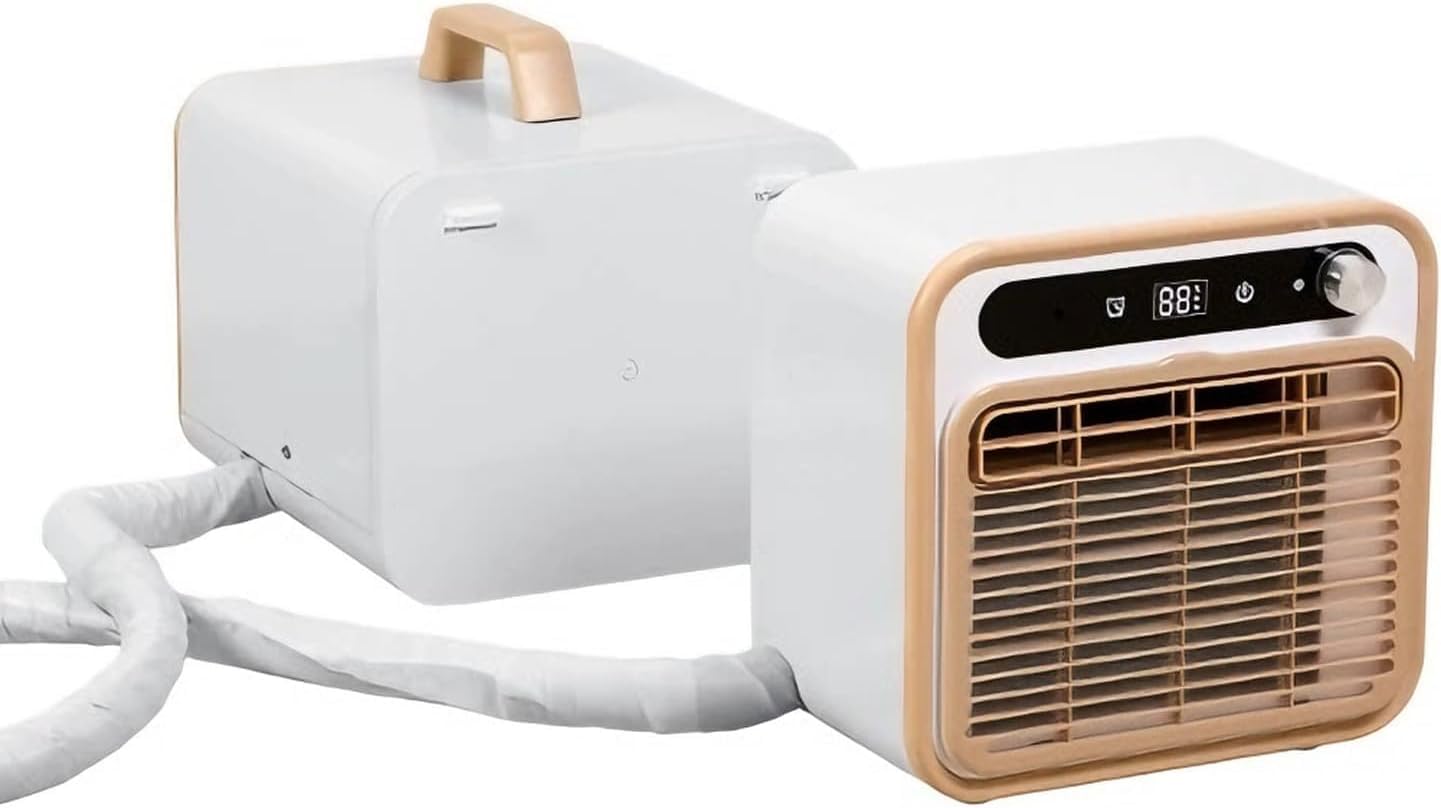 Condizionatore d'aria portatile split, silenzioso, con Wi-Fi e telecomando, timer da 12 ore, flusso d'aria di 130 m³/h, leggero, senza tubo flessibile, ideale per tenda, camper, camion, roulotte, let