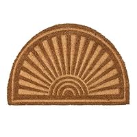 Nicola Spring Half Moon Coir Door Mat - 60 x 40cm - Embossed - Pack of 1 - Decorative Indoor Front Door Floor Mat Entry Dirt Trapper Rug Outdoor Boot Scraper Non Slip Backing Doormat