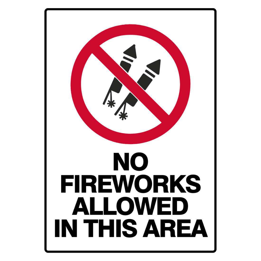 No Fireworks Allowed Sign L2107, 12x8 Inch Metal Tin Sign, Public Area Prohibition Safety Sign