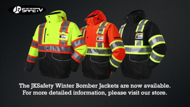 JKSafety 10 Pockets Hi-Vis Waterproof 3M Reflective Winter Bomber