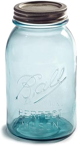 Miniatura 1 de Ball 1440069055 - Tarro de conservas vintage Aqua de 32 onzas con tapas y bandas, 4 unidades