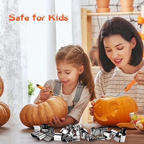 Pumpkin Carving Kit Halloween, WANNTS Safe and Easy Pumpkin Carving Set for Kids, DIY Stainless Steel Pumpkin Carving Tools for Halloween Decoration Jack-O-Lanterns, Gift for Halloween(24 Pieces) 6 51b43pLHyXL. AC