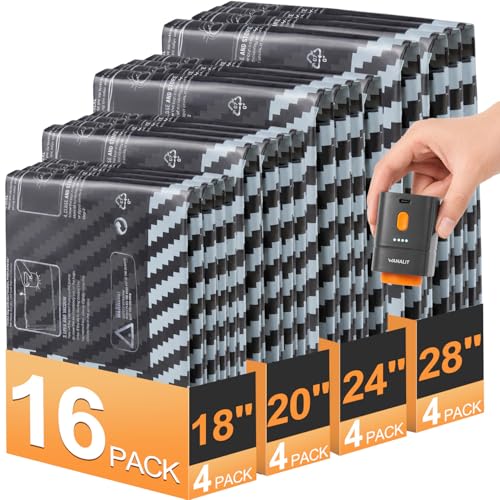 Vacuum Storage Bags for Travel with Rechargeable Pump, Carry on Size Compression Packing Cubes for Luggage and Suitcase, Space Saver Vacuum Seal Bags for Clothing and Clothes, 16 Combo, 4 Travel Sizes