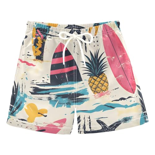 Boys Swim Trunks Surfboard Starfish Pineapple Toddler Swim Shorts Beach Board Shorts Swimsuit
