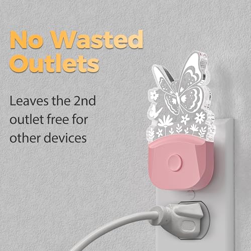 Image of DORESshop Night Lights Plug into Wall [2 Pack], Butterfly Night Light Plug in with 8-Color RGB, Dusk-to-Dawn Sensor, Rainbow LED NightLight for Bathroom, Cute Room Decor,Boys Girls Christmas Gift