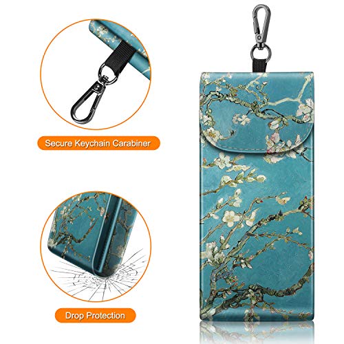 Image of FINTIE Double Glasses Case with Carabiner Hook, Portable Vegan Leather Eyeglass Case Anti-scratch Sunglasses Pouch