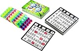 POMPIN Complete Bingo Game Set with 75 Large Bingo Call Cards, 10 Playing Boards, 200 Bingo Color Ch