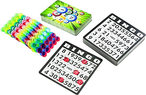 Pompin Complete Bingo Game Set With 75 Large Bingo Call Cards, 10 Playing Boards, 200 Bingo Color Chips #TOP2