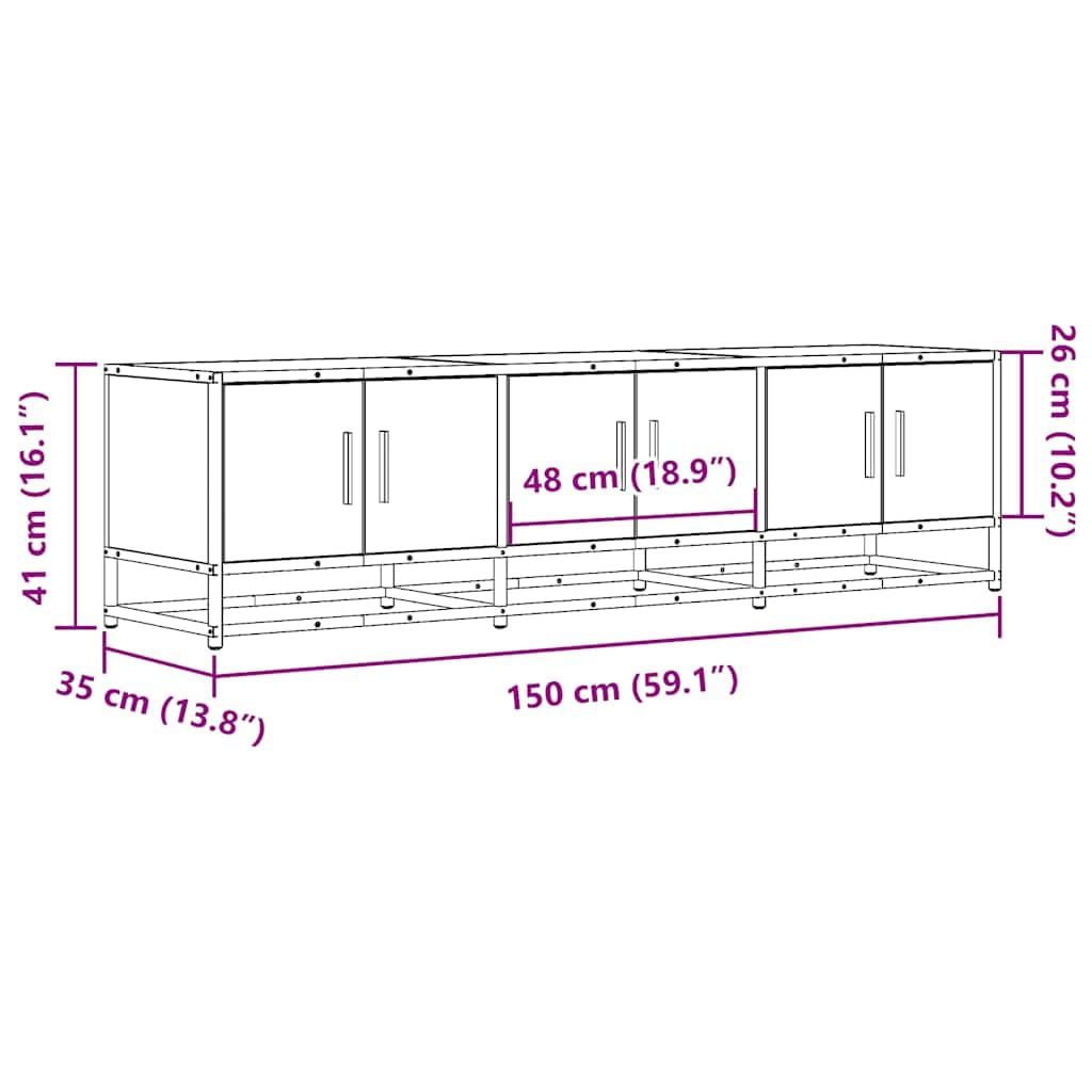 vidaXL Mobile TV Rovere Fumo 150x35x41 cm in Truciolato e Metallo, Supporto TV, Mobile HiFi, consolle TV, credenza TV, Mobile dispositivi multimediali
