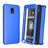 NJJEX Case for Samsung Galaxy J3 2018/J3 Eclipse 2/J3 Orbit/J3 Achieve/Express Prim 3/Amp Prim 3/J3V/J3 Aura/J3 Star W/[Tempered Glass Screen Protector], [N360] Full Body Slim Phone Cover [Blue]