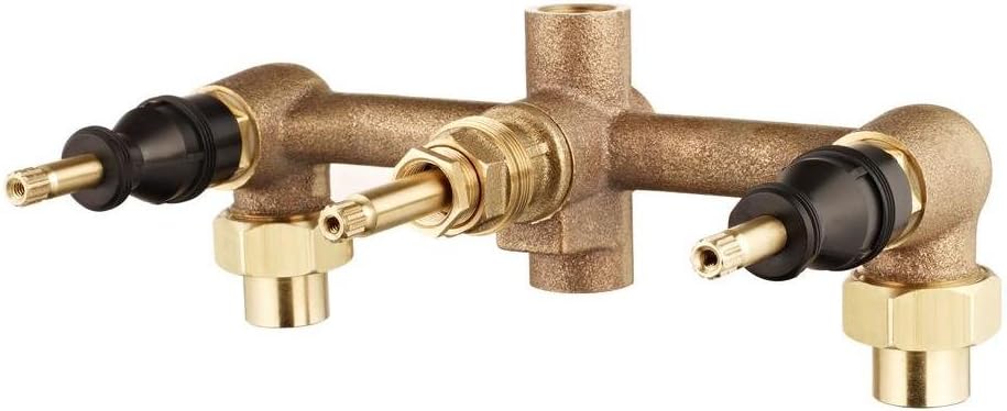 00131XA Multi-Handle Tub & Shower Rough-In Valve, 3-Hole Installation, 1/2-Inch Union Inlets, 1/2-Inch I.P. Outlets, Union Nuts Included, Unfinished