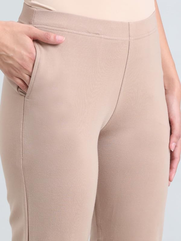 Image of GO COLORS Ponte Smart Kurti Pants Full Length for Women | Breathable, Mid Rise