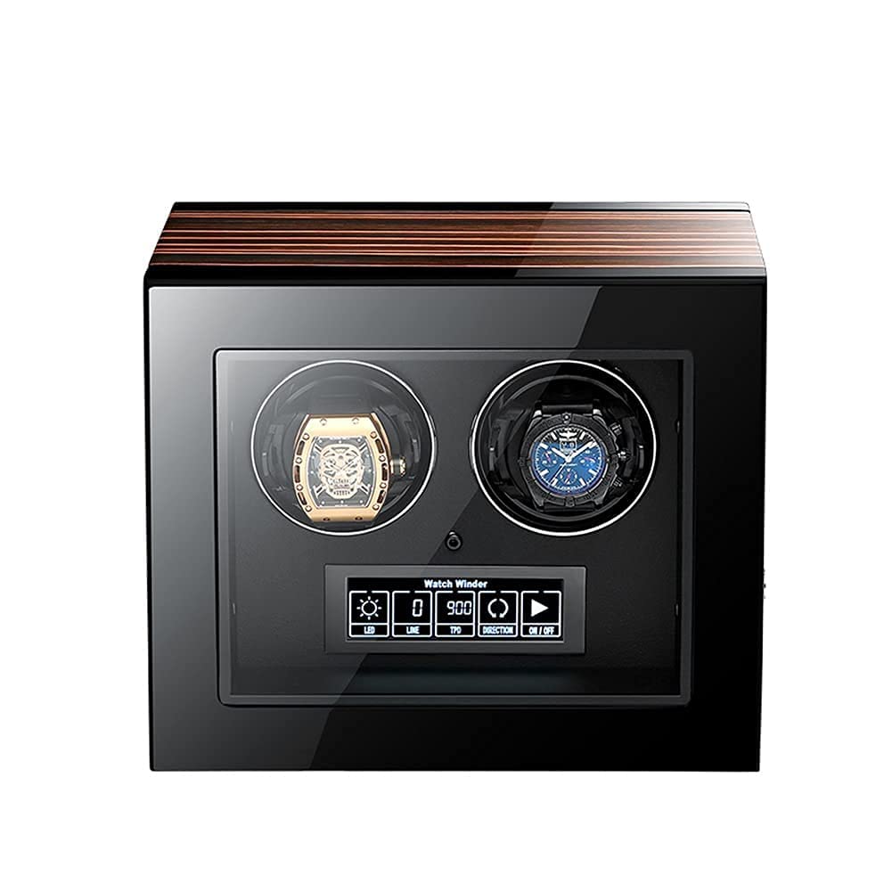 MYUYEE Watch Winder Automatic Watch Winder Box With Quiet Motor And 15 Rotation Modes Led Illumination Remote Control Lcd Display (A-2+0)