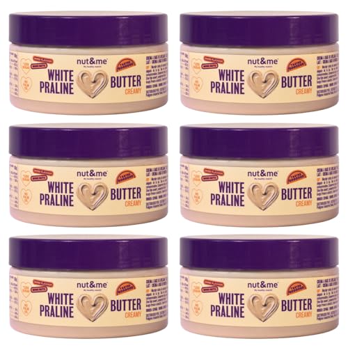 nut&me Creamy White Praline 900g nut&me | Crema con avellanas tostadas | Cremosa y deliciosa | Sin OGM | Vegetariana | Sin conservantes | Pack 6 x 150g