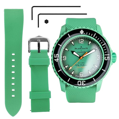 Image of 22 MM Watch Strap Replacement for Blancpain X Swatch with Hex Spanner Quick Release Silicone Watch Band Compatible with Bioceramic SCUBA Fifty Fathoms