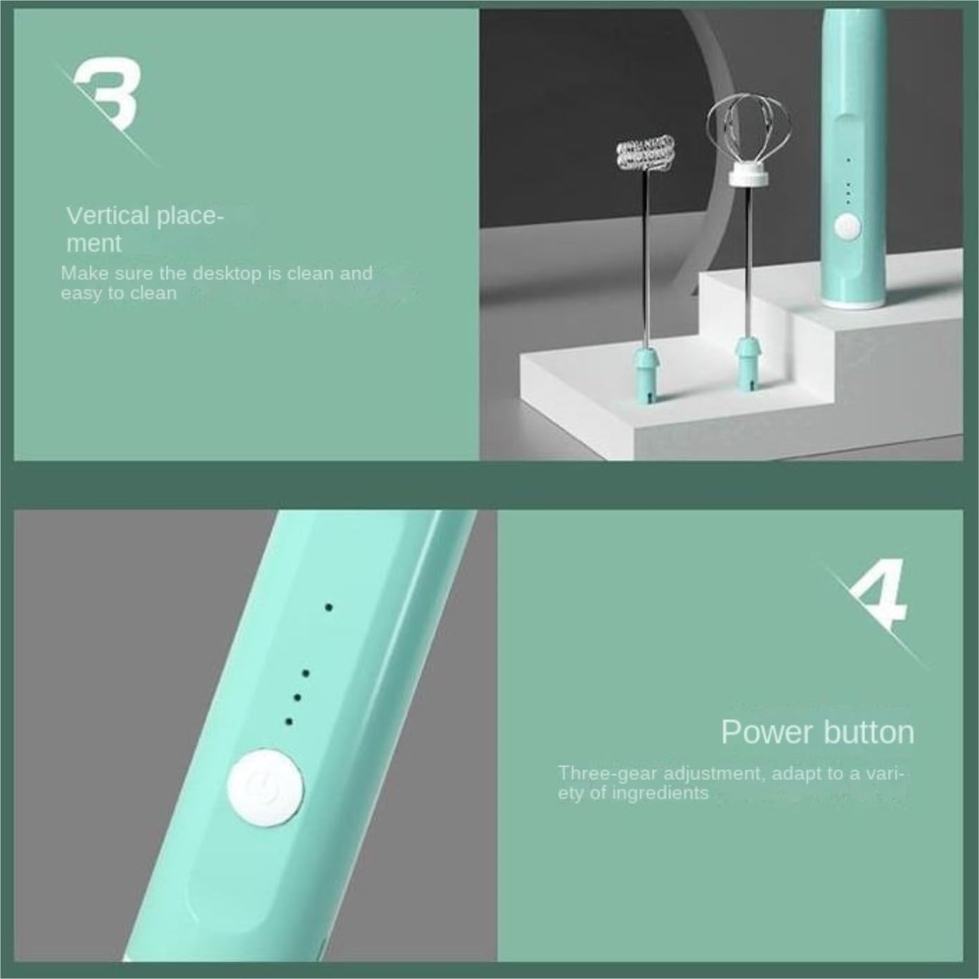 Espumador de Leche, Batidora Eléctrica Batidora Espumador De Leche De Mano Cargador USB Batidor De Burbujas De Acero Inoxidable Bubbler Leche para Capuchino(Rot)