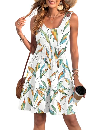 Image of AUSELILY Women Summer Dress Sleeveless Tank Button Down Dresses | Tank button down dress, Empire waist smocked, Casual beach vacation summer dresses with pockets