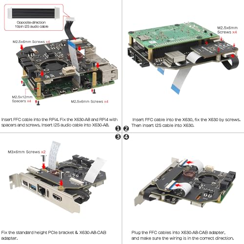 Geekworm KVM-A8 PCIe Version for Raspberry Pi 4 Model B KVM Over IP (NOT Including Raspberry Pi 4)