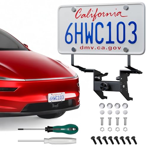 Wigoo Front License Plate Holder for Tesla Model Y Juniper AccessoriesNo Drill Camera-Compatible Car Wash Safe Anti-Theft License Plate Mount for Model Y Juniper (Excludes Standard Performance)