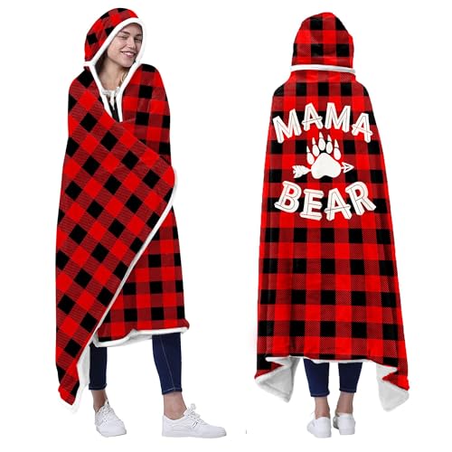 Vprintes Mama Bear Wearable Blanket Hoodie - Gifts for Mom -Birthday Gifts for Wife from Husband - Mom Birthday Gift Ideas