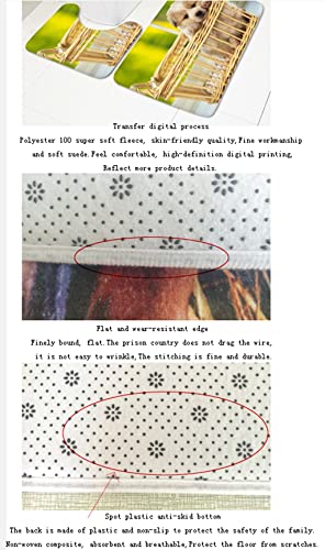 Dancer Badematte Set 3 Teilig Polyesterfaser,Haustiermuster Toilettenmatte Set 3D Muster für Wohnzimmer Schlafzimmer… – Bild 6