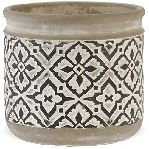 Matches21 Pot de fleurs rond en ciment Gris Ø 13 x 12 cm