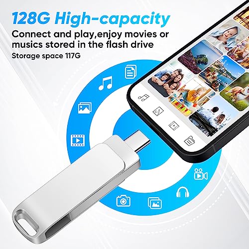 BlumWay 128G USB 3.0 Speicherstick, Typ C, für Computer/Laptop/Android, für Fotos/Videos/Musik/Dateien