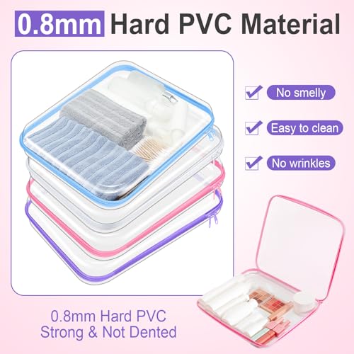 Image of Hoolerry 4 Pcs Hard Clear Zipper Case Makeup Bags Plastic Zipper Pouch Transparent Storage Box Containers for Cosmetics, Snacks, Building Blocks, Puzzles(Clear,13.8 x 11.8 x 2 in,Multicolor)
