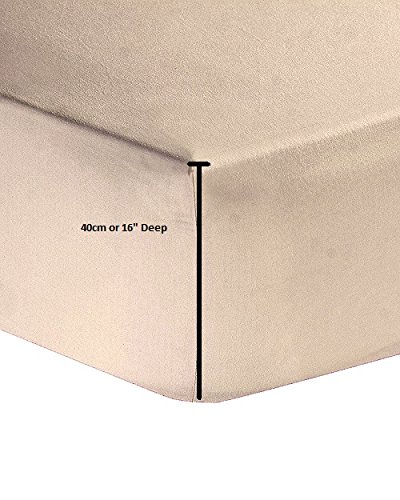 Queens Land Home Extra Deep (40cm) Sheet Set with Pillow Pair (Latte/Mocha, Superking)