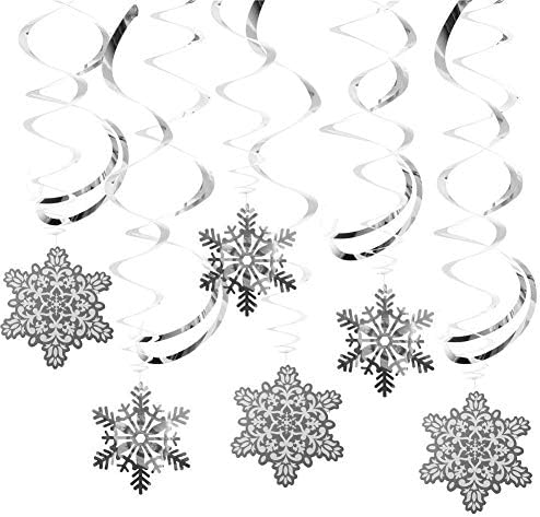 DERAYEE 20 Pieces Snowflake Swirls Hanging Ceiling Decorations Cutout Decorations Party Supplies For Santa Party Xmas Accessories
