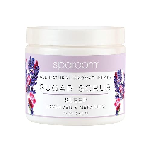 SpaRoom All Natural Aromatherapy Sleep - Manteca de karité y azúcar cruda, 16 onzas, aceites de lavanda y geranio, exfoliante hidratante y